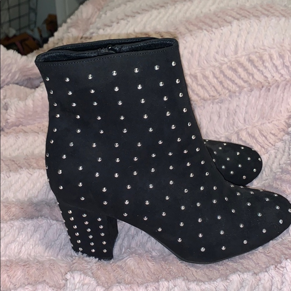 Black studded booties